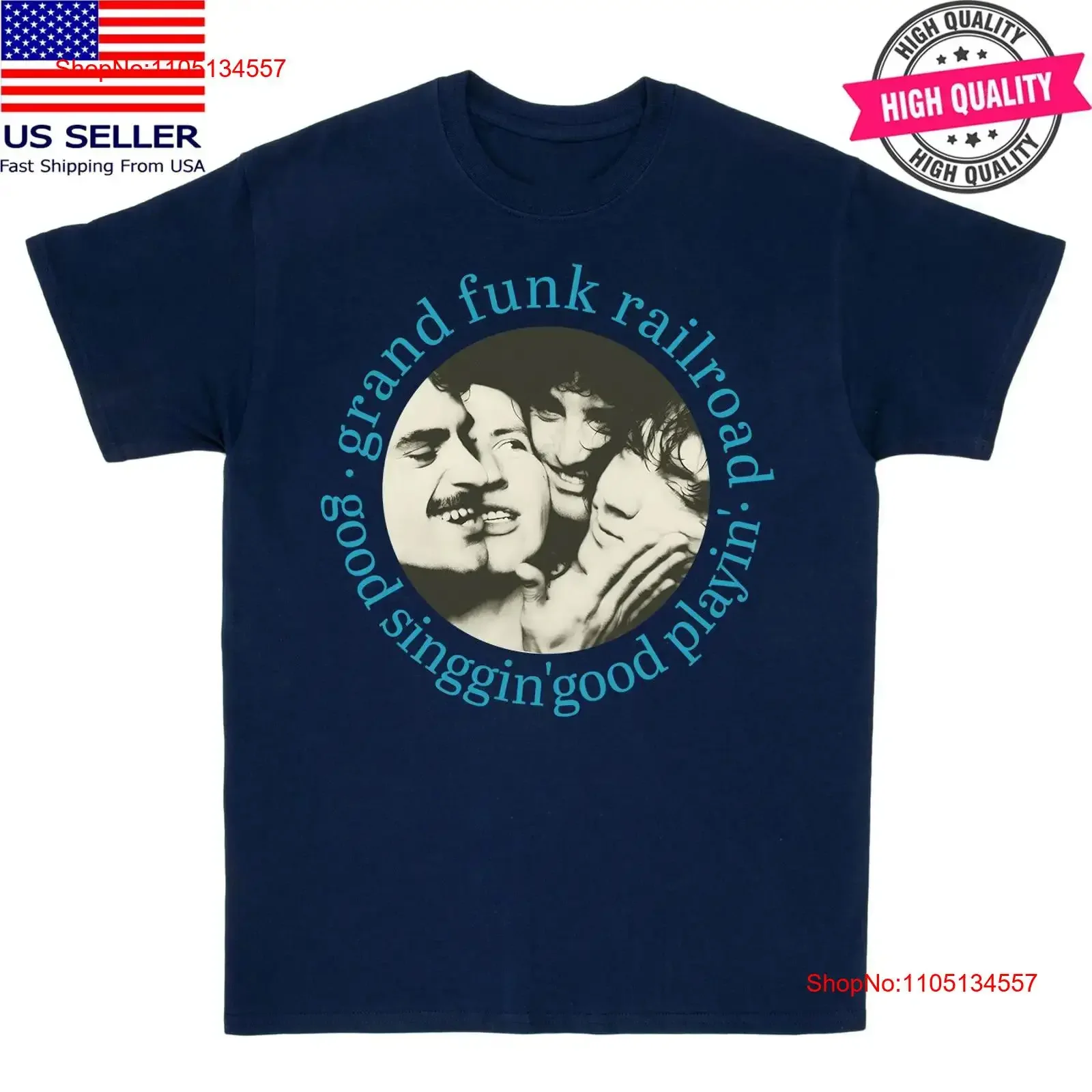 

Good Playing Grand Funk Railroad T Shirt Navy Blue S 5XL 1N0127 vintage Washed fashion designer clothes Versatile Slightly
