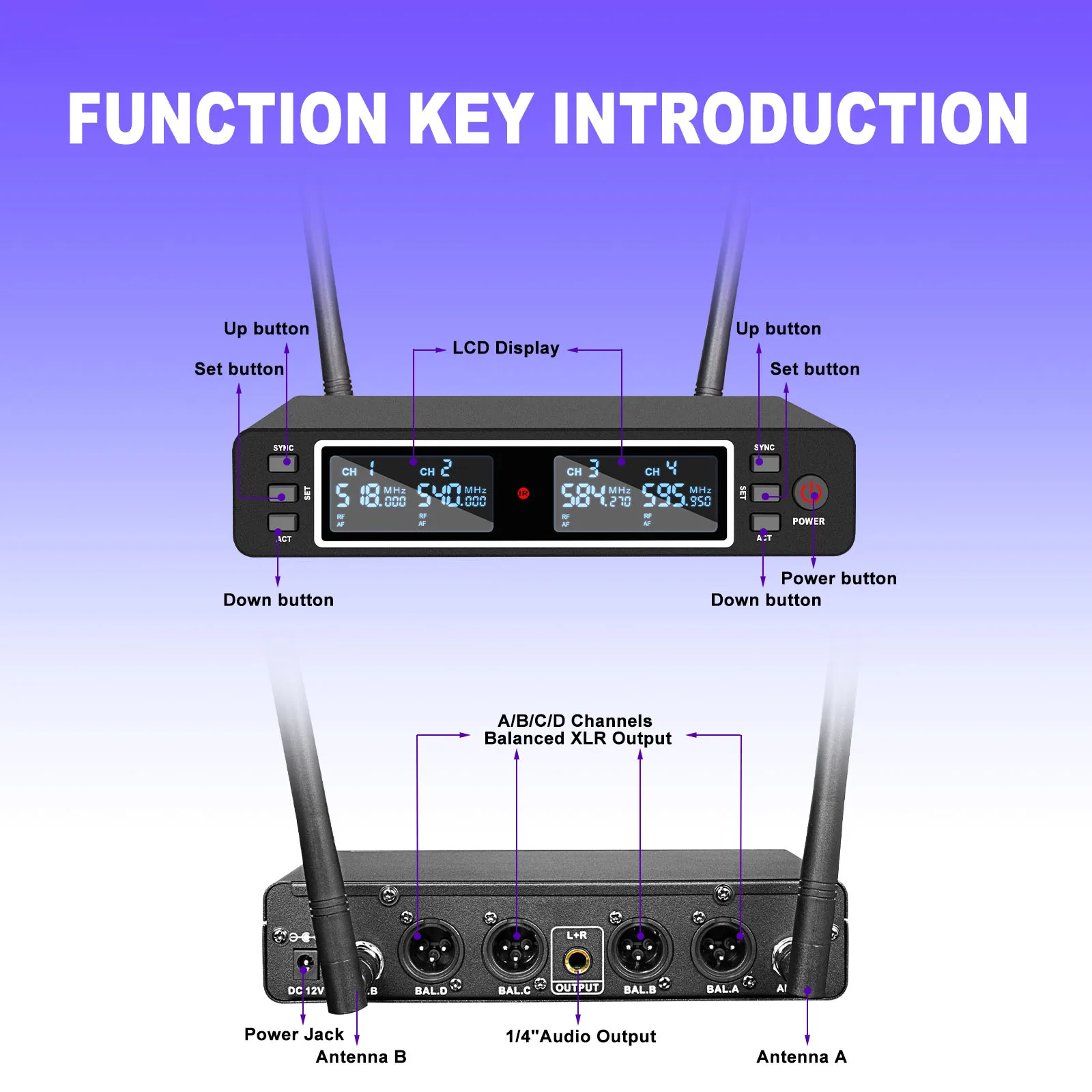 LK4 Professional 4 Handheld Up To 262 Ft MIC And Portable Wireless Microphone Karaoke