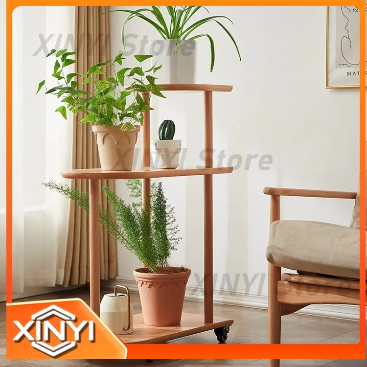 Side Table for Solid Wood Sofa Nordic Beech Corner Table with Wheels for Small Living Room Nordic 3-Tier Bedside Table
