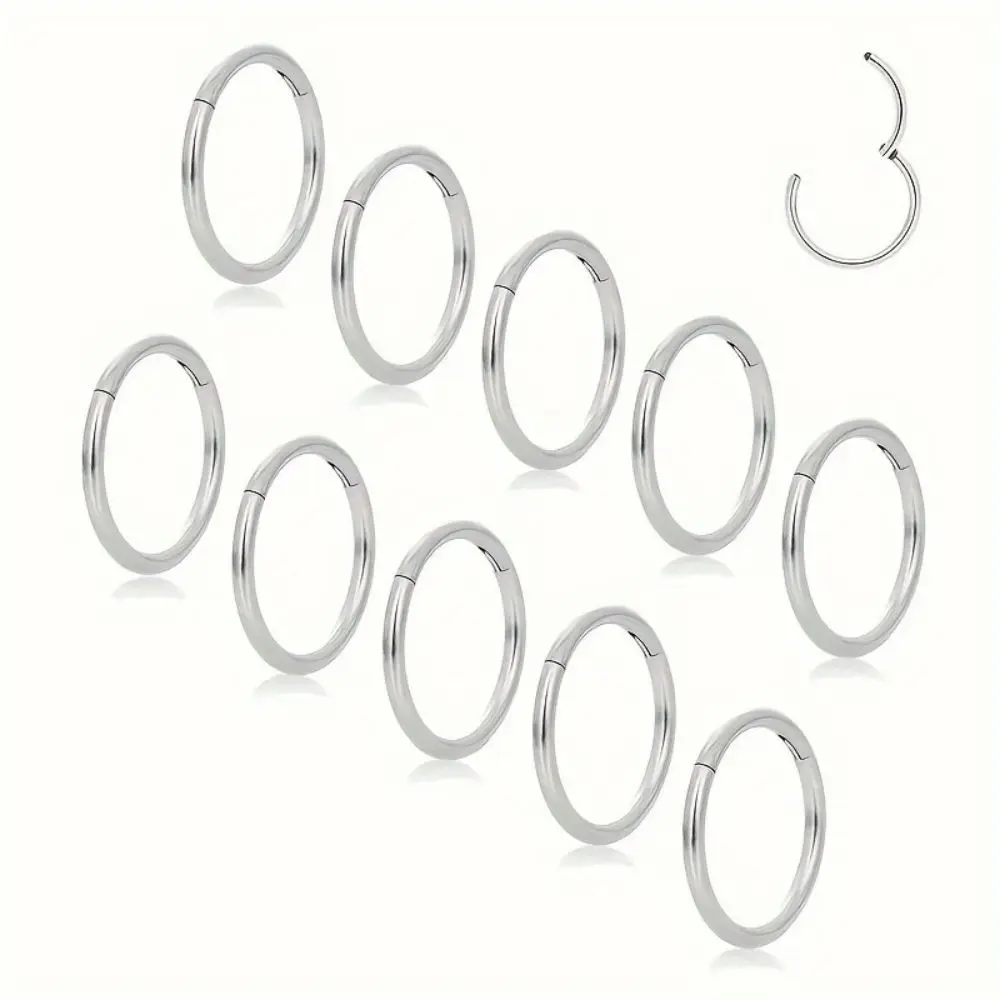 10pcs 14G 16G 18G Nose Rings Fashion Minimalist Stainless Steel Hoop Earrings For Men and Woman Piercing Jewelry 6/8/10/12mm