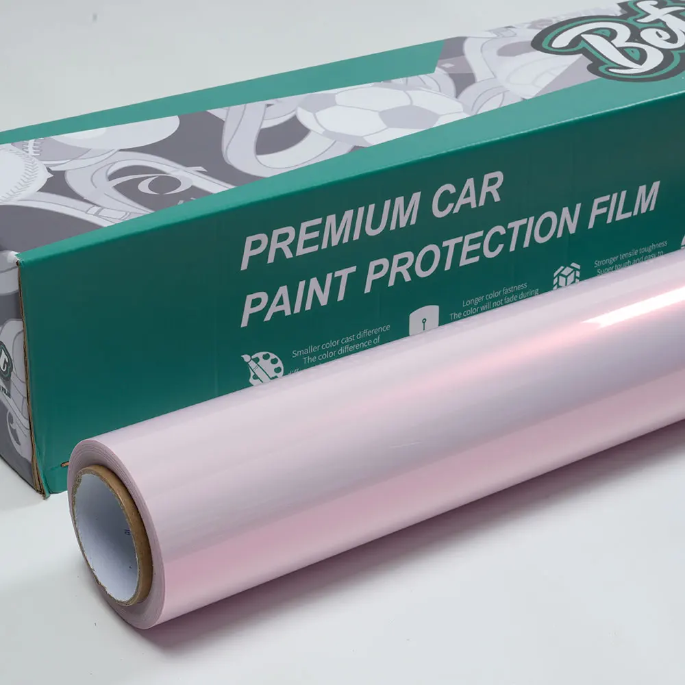 5x59ft  PET Gloss Pearl Shift Pink Self-Adhesive PVC Film Super Bright Metallic Berry Powder Car  Viny Wraps  Film