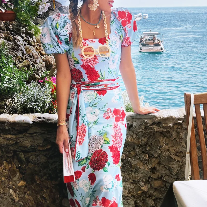 

2023 New Retro Print One-Piece Swimsuit Women's Beach Vaion Bikini ort Sve Surfing Swimwear Fixed Chest Pad Polyester