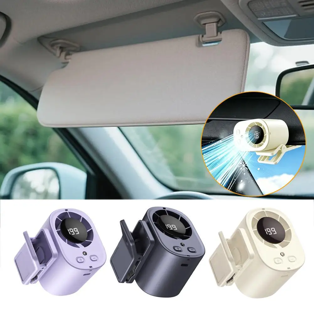 Portable Semiconductor Cooler Fan, USB Clip-on Car Fan with LED Display, 360° Rotating Ultra-Quiet Mini Desk Fan