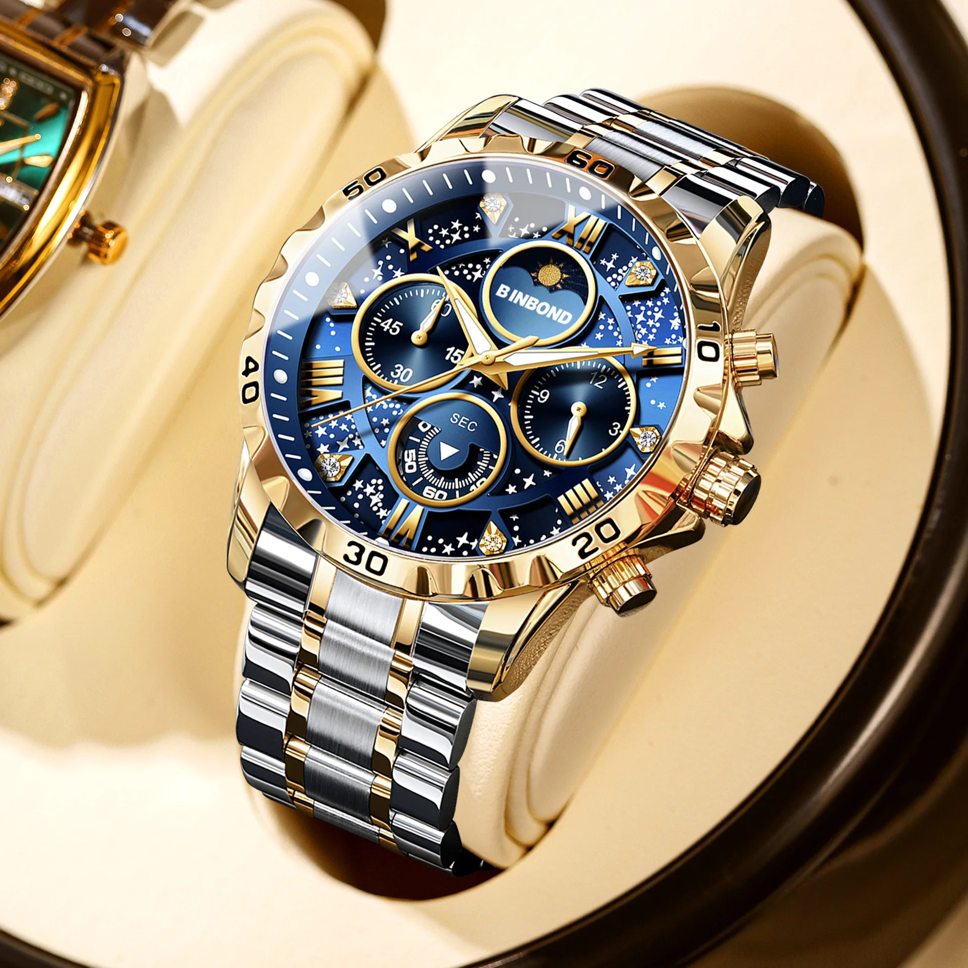 2026 relógio masculino luz de  - Moonphase Complication Watch avaliação e preço