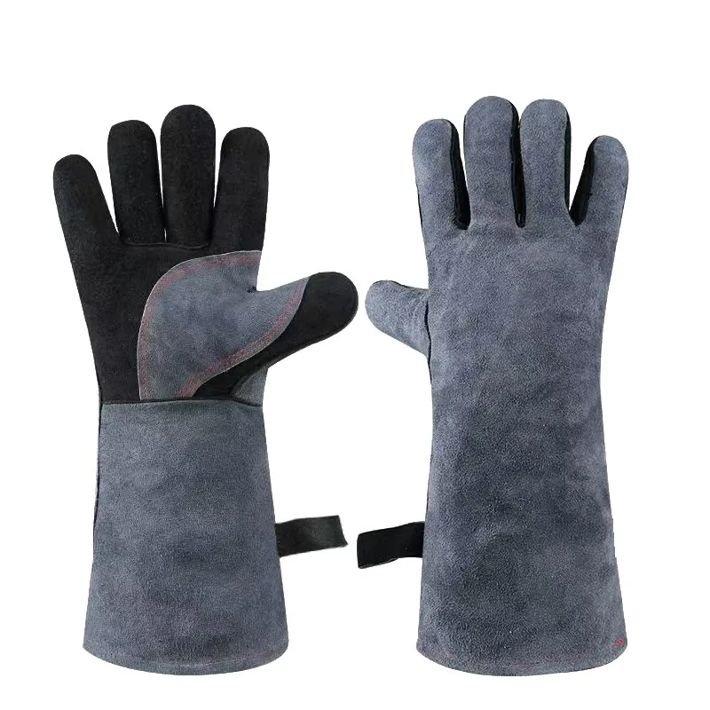 

40Cm Cowhide Long Welding Gloves Double Layer Heat Insulation High Temperature Resistance Splash Proof Cut Proof Welder Gloves