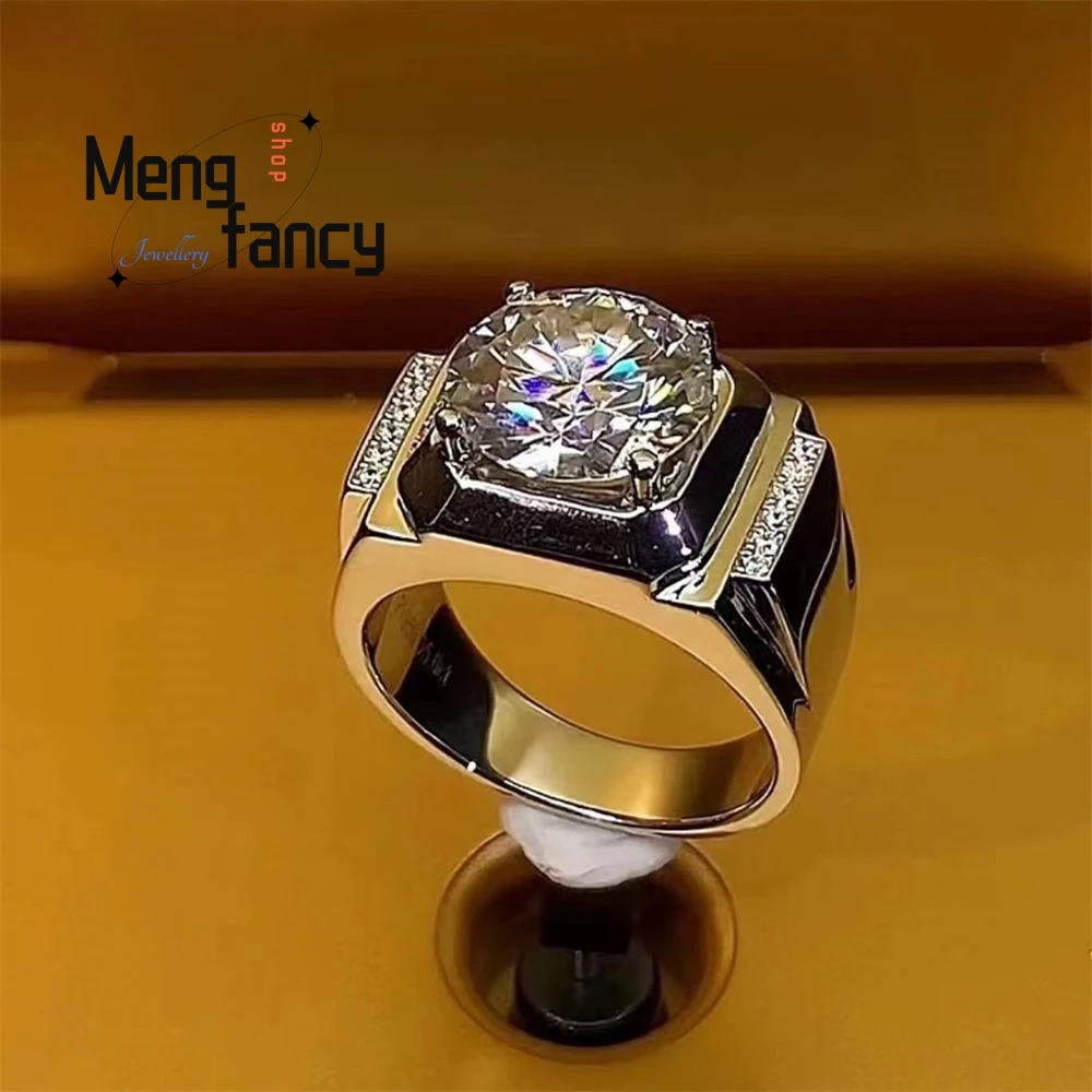 

Vintage Mossan Diamond Hope Star Set Men's Wide Version Adjustable Ring Simple High-grade Luxury Quality Jewelry Holiday Gifts