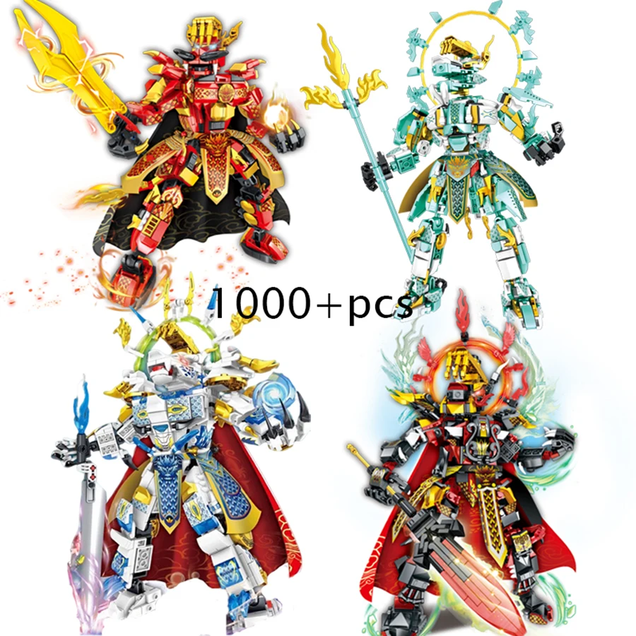 

1000 шт., 4 строительных блока боевого робота-трансформера, крутой набор моделей робота 2-в-1. Подарки для семьи и друзей.