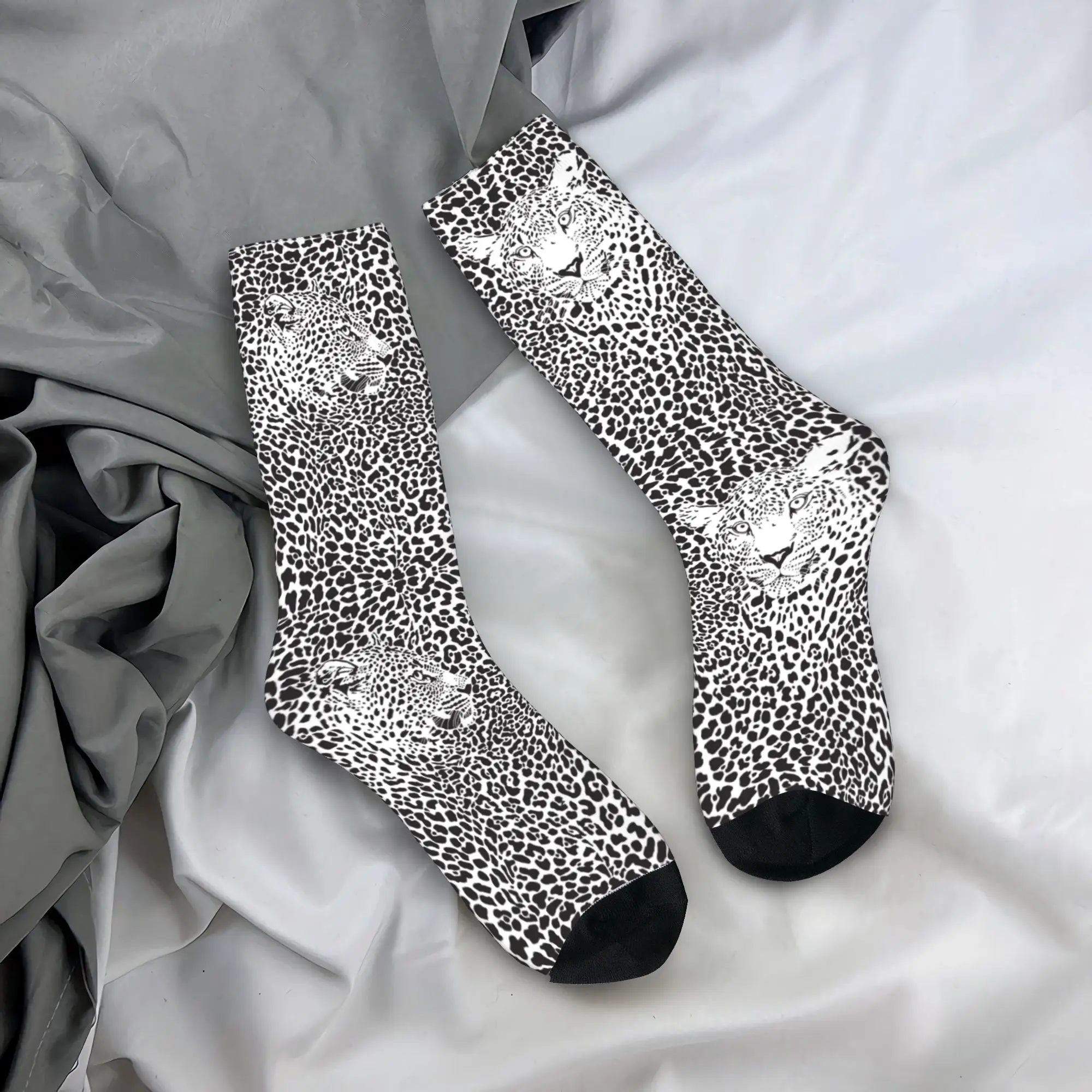 

Мужские носки с леопардовым принтом, нескользящие, теплые, мягкие, весенние, с милым рисунком, для бега