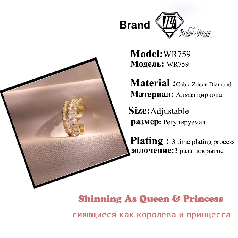 Golden Double Irregular Zircon Ring Female Eye-catching Wrap-around Finger Daily Outfit Rings Micro-inset Jewelry Biżuteria