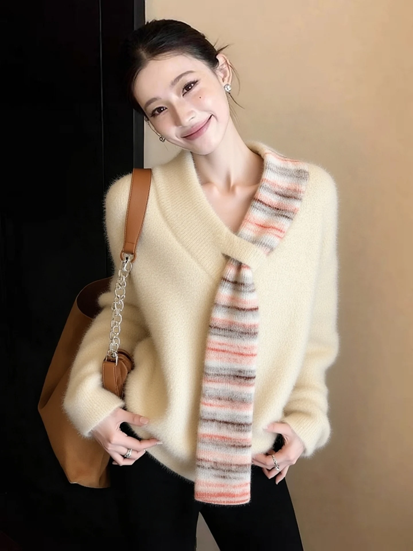 Pull en tricot doux et épais pour femme, pull léger et polyvalent, sensation haut de gamme, nouvelle collection automne hiver