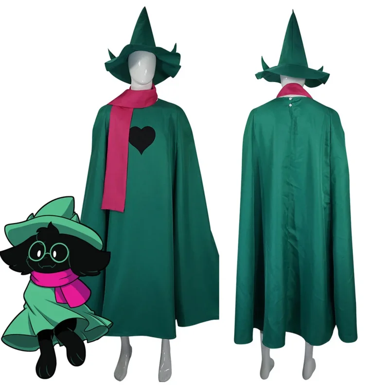 

Deltarune Ralsei Cosplay Costume Robe Cloak Hat Adult Outfits Halloween Carnival Suit
