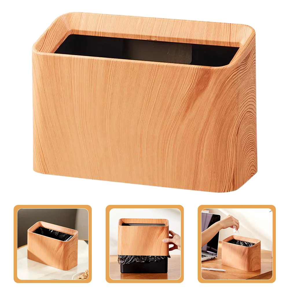 

Waste Paper Bin with Lid Desktop Trash Can Small Garbage Cans for Office Very Slim Kitchen Iron Bucket