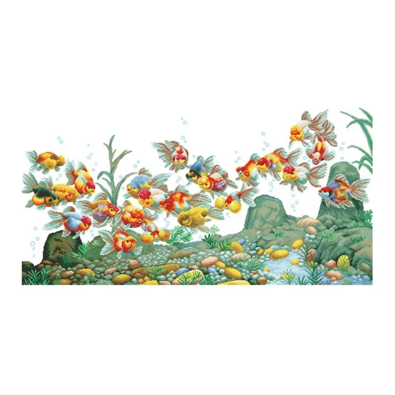 Cross stitch Kit Goldfish Chinese Style can be Customized Printed Cloth hand Embroidery Material Bag