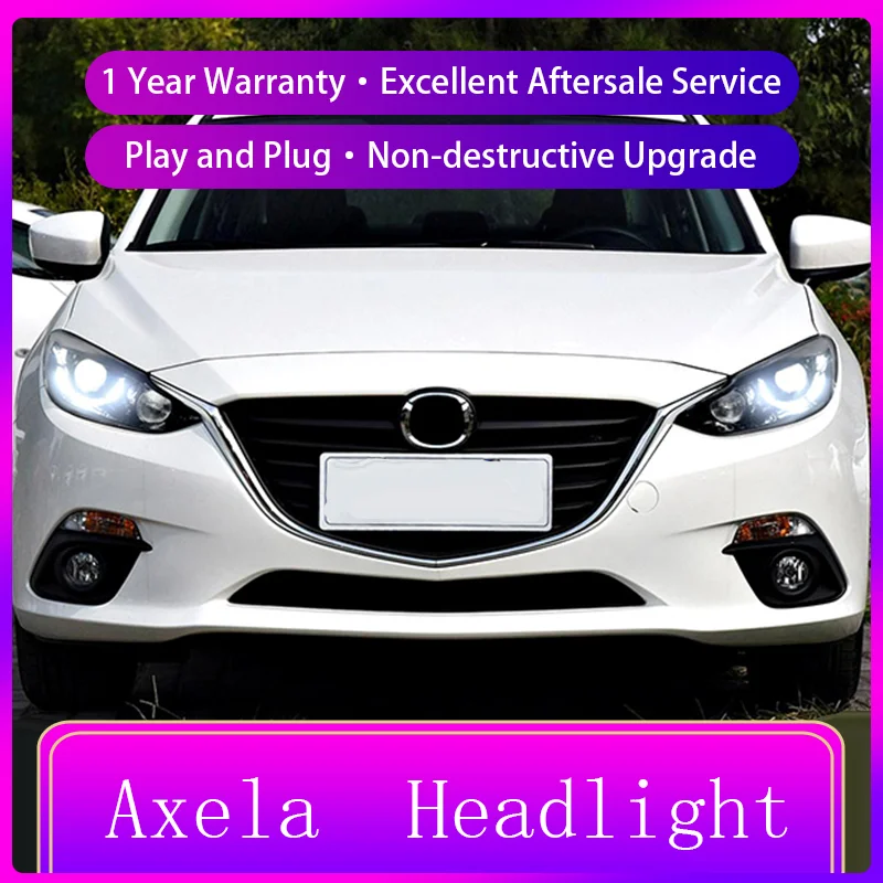 Headlights For Mazda 3 Axela Mazda3 2014-2016 Xenon Front Lamp LED Bulbs DRL Upgrade Head Light Projector Lens Car Accessories