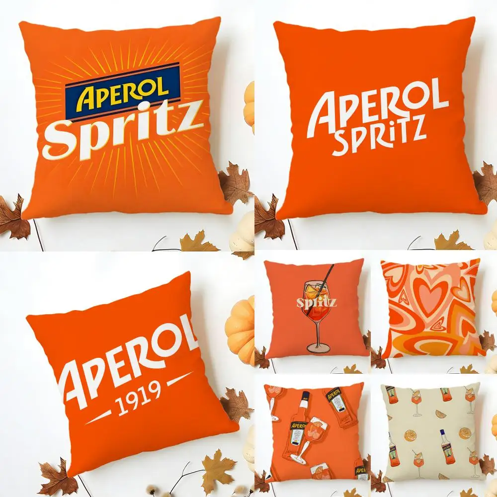 Stylish Home Refreshing Orange A-Aperol Spritzs Cushion Cover Washable Linen comfort for Sofa Bed Cozy Home Room Decor