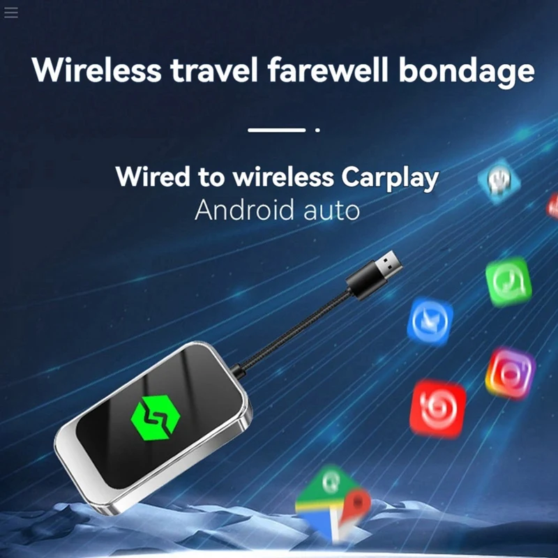 2-In-1 Wireless Carplay Android Auto Adapter USB Wireless Car Adapter Convert Wired Android Auto To Wireless