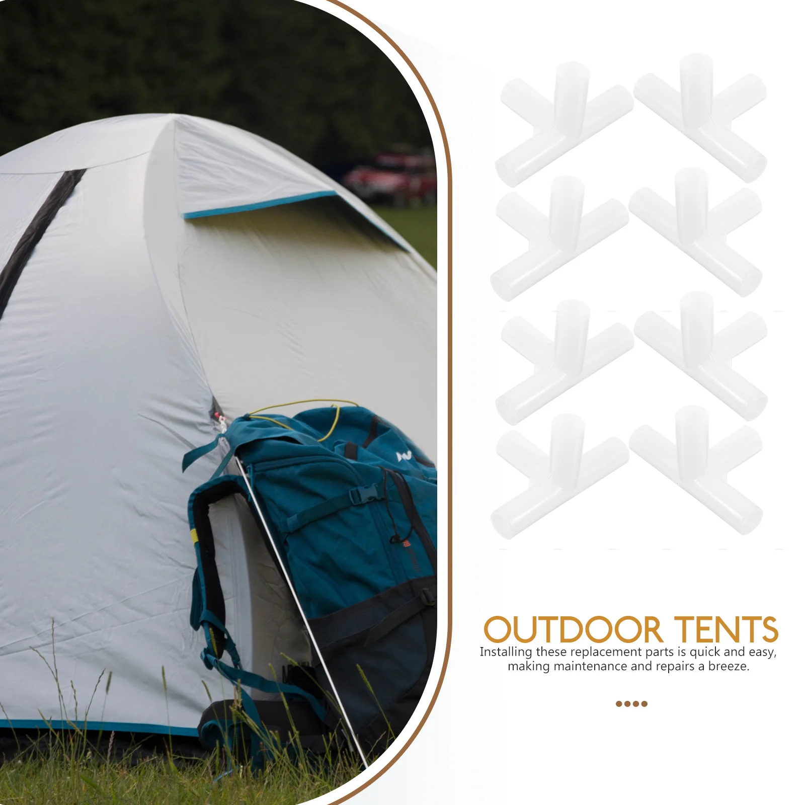 

24 Pcs Tent Accessories Replacement Plastic Pole Connectors 8.0 Black Outdoor Canopy Spare Parts Sturdy Pipe Fittings for Tents