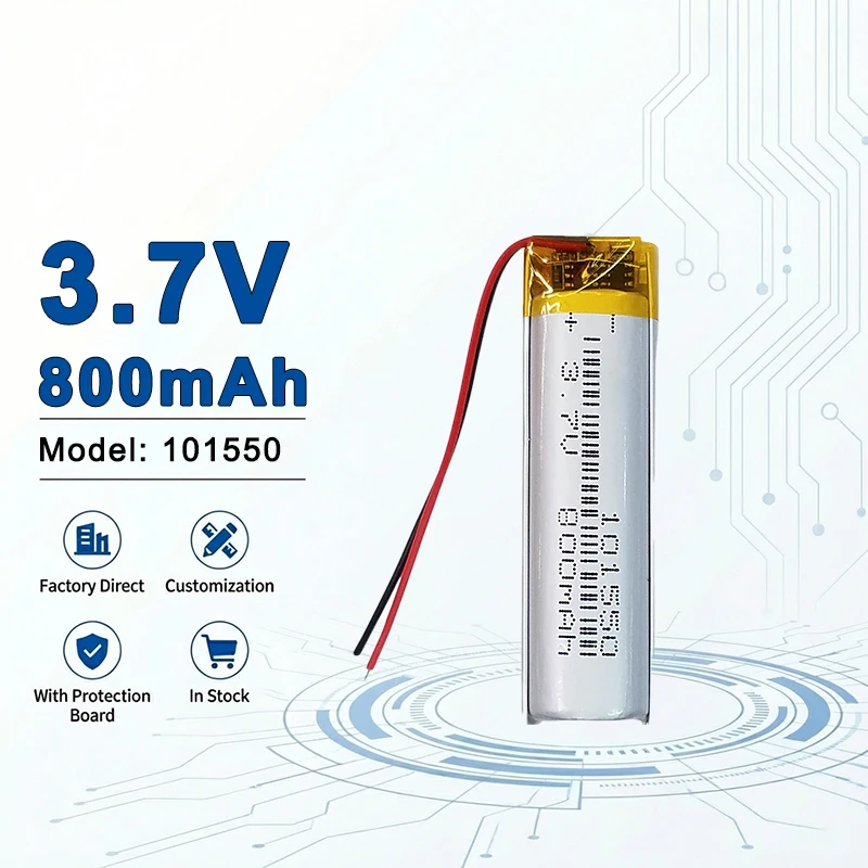 101550 3.7V 800mAh Li-Po Battery Protection Board, Rechargeable Lithium Polymer Battery for Smart Devices  102028 102040 102050