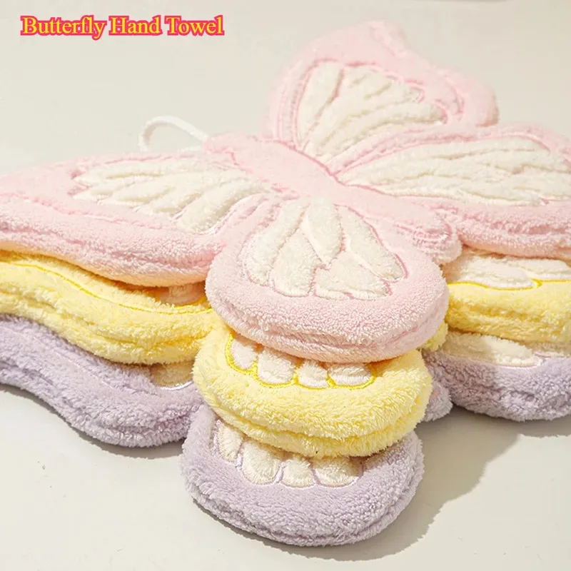 

Ткань для украшения детей, кухни и ванной комнаты, носовой платок из кораллового флиса с бабочкой, утолщенный водопоглощающий материал, бытовая уборка