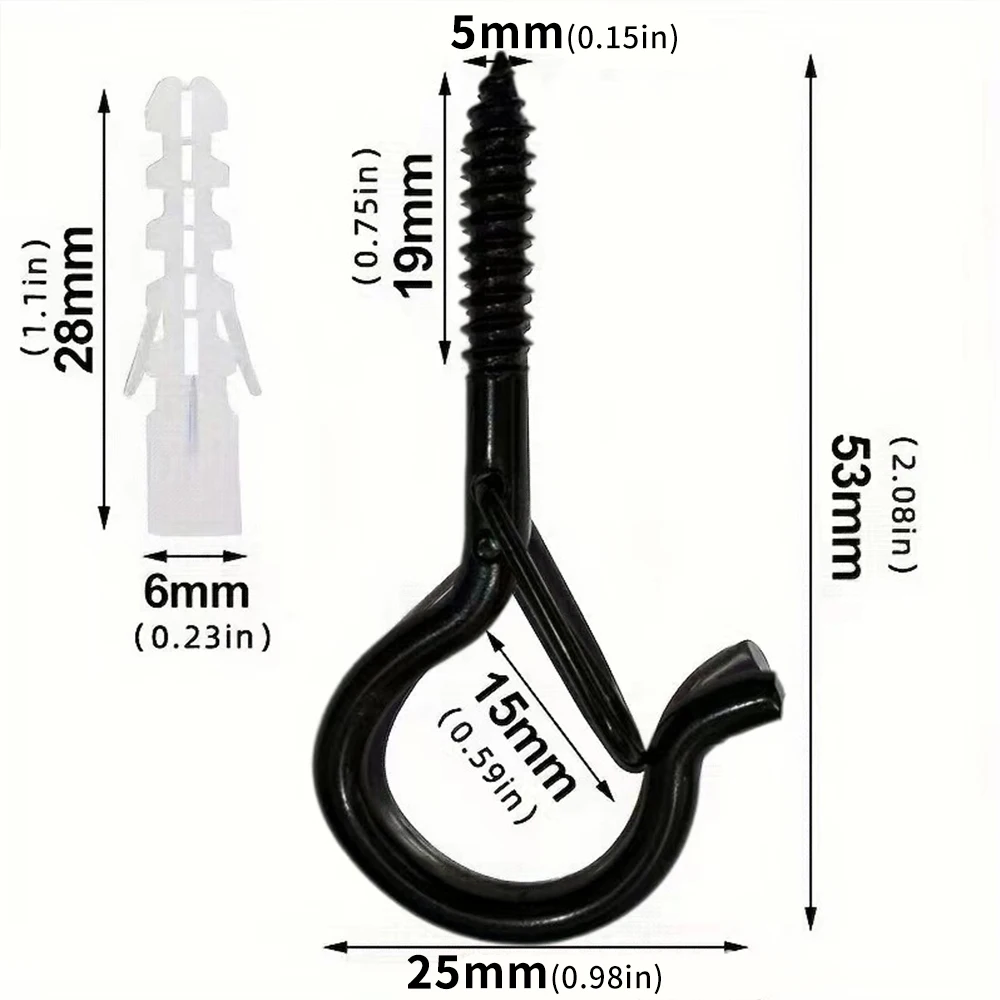 Schraubhaken mit Sicherheitsschnalle, sturzsicher, winddicht, Aufhängerhaken für Lichterketten im Freien, Pflanzen, Weihnachtslicht mit Mutterschlüssel