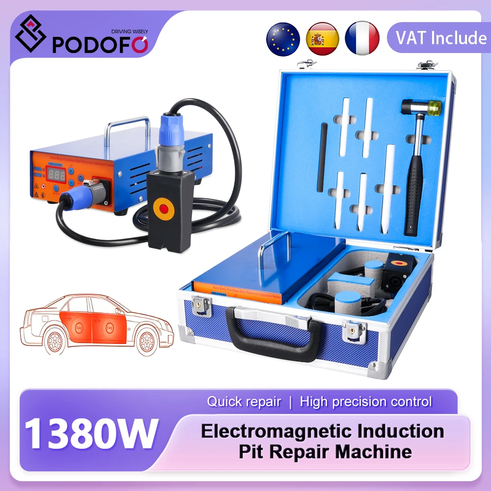 Podofo 1380W Magnetyczny Podgrzewacz Indukcyjny Hot Box Maszyna do Naprawy Wgnieceń Bez Lakierowania Samochodów PDR Podgrzewacz Hot Box z Walizką