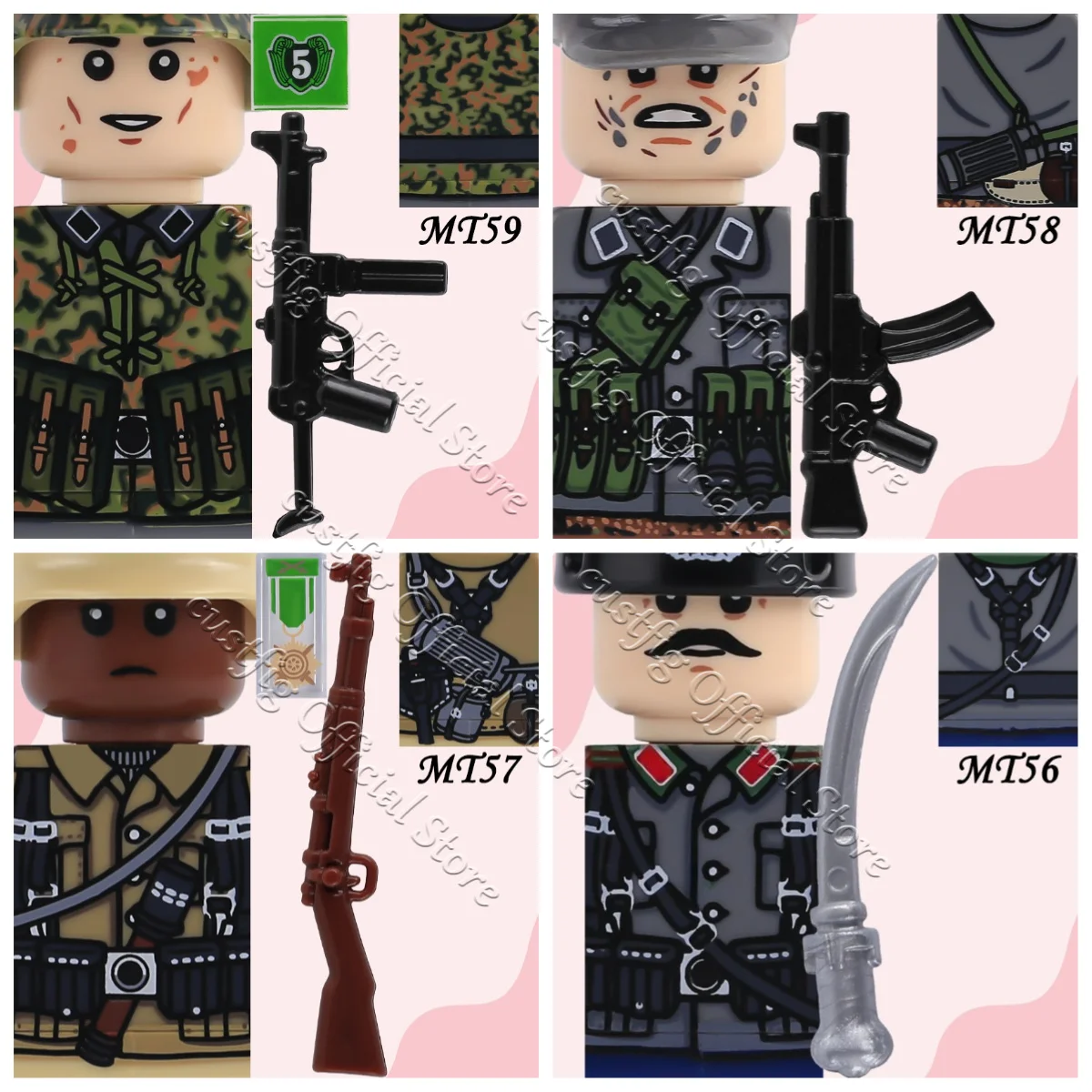 MOC Militär Armee Soldaten Figuren Zubehör Bausteine Infanterie Deutsche Preußische Tarnfarben Krieger Gewehr Bausteine Jungen Spielzeug Geschenk