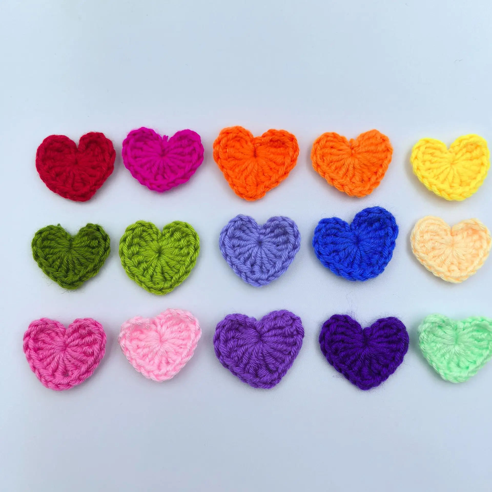 50pcs Handmade Crochet Hearts  Candy Color Embellishments for DIY Craft Projects Shoes, Apparel, Hair Clips, Bags &  Supplies