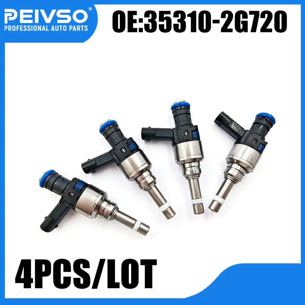 New 4 35310-2G720 Fuel Injector For HYUNDAI&KIA SANTA FE SONATA OPTIMA SPORTAGE 2.0L L4 Turbocharged 2.4L L4