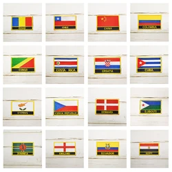 National Flag Square Embroidery Patch Badge  8*5cm CHILE COLOMBIA CUBA CYPRUS DENMARK ENGLAND EGYPT ECUADOR DOMINICA CONGO CHINA