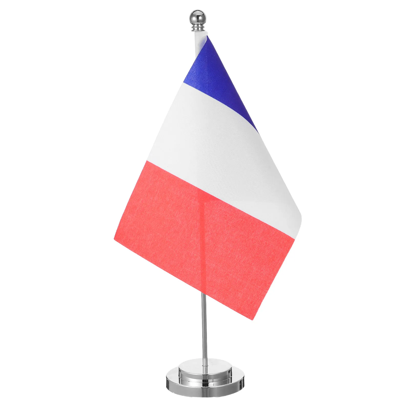 French Desk Flag Polyester Material Table Flag Sturdy Base Compact Design Desktop Office Home Decoration Mini National Banner