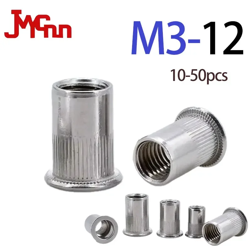 

10/20/50/100pcs Aluminum Alloy Rivnut Alloy Rivnut Flat Head Threaded Rivet Insert Nutsert Cap Rivet Nut M3 M4 M5 M6 M8 M10 M12