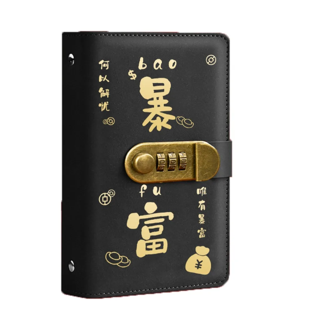 مع قفل بكلمة مرور توفير المال الموثق محفظة تخزين بولي Leather الجلود مخطط المنظم 50/100 ورقة المغلفات النقدية دفتر الحساب #1