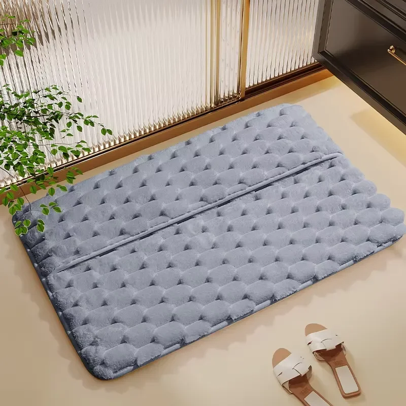 Non Slip Bathroom Carpet Super Soft Absorbent Bath Mat Quick Drying Plush Floor Rug for Shower and Bathtub