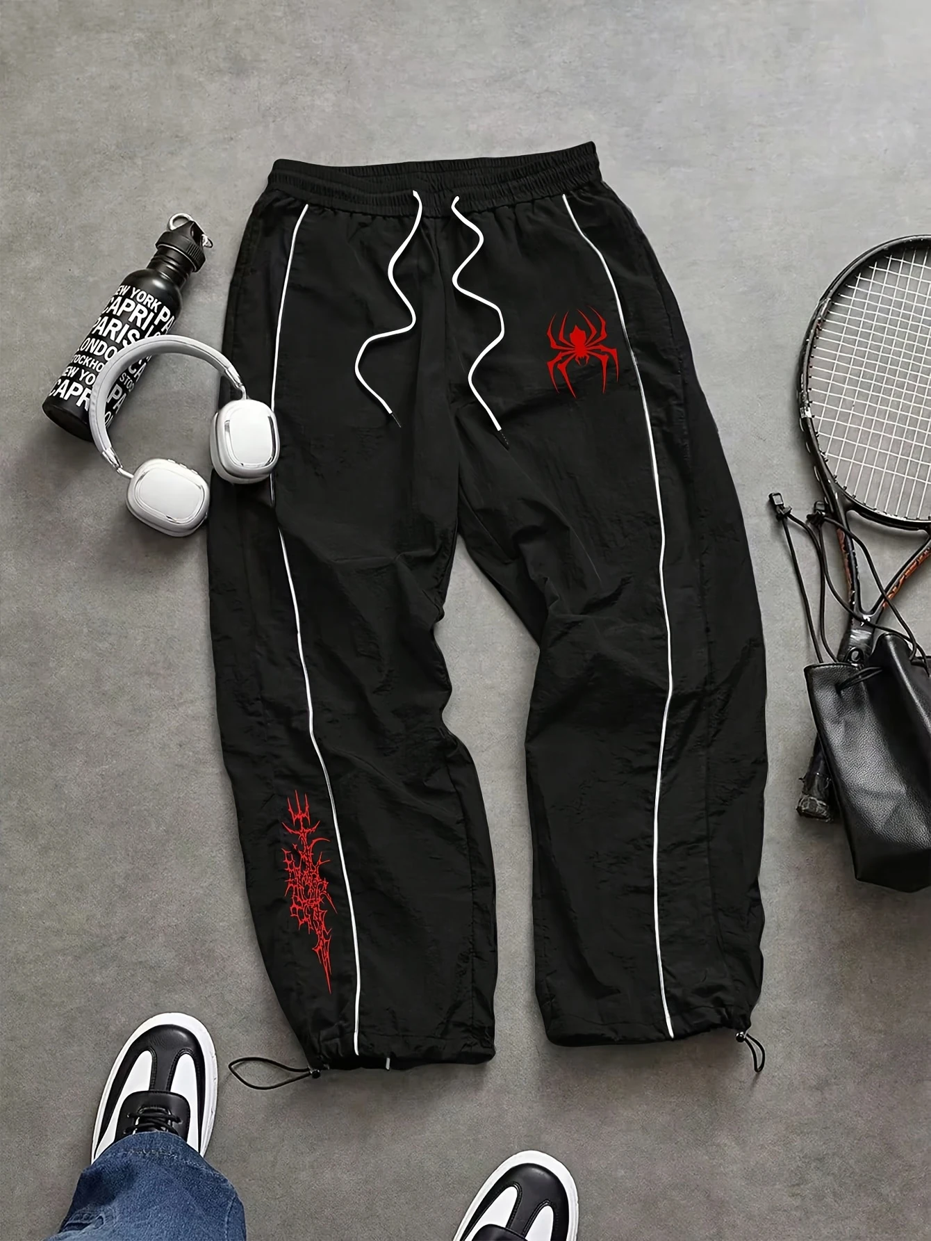Pantalones Deportivos para Hombre con Estampado de Araña y Telaraña, con Cordón Ajustable, Ligeros, de Secado Rápido, para Uso Diario en Primavera y Verano