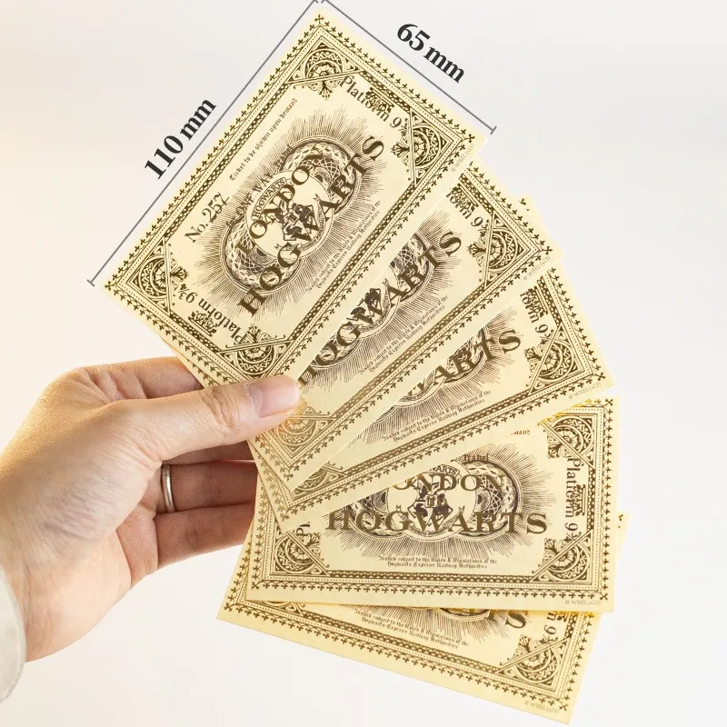 Genuine 50Pcs Harry Potter Hogwarts 943/257 Train Ticket Magic Academy Gold-Plated Tickets Party Cosplay Props Birthday Gifts view 4