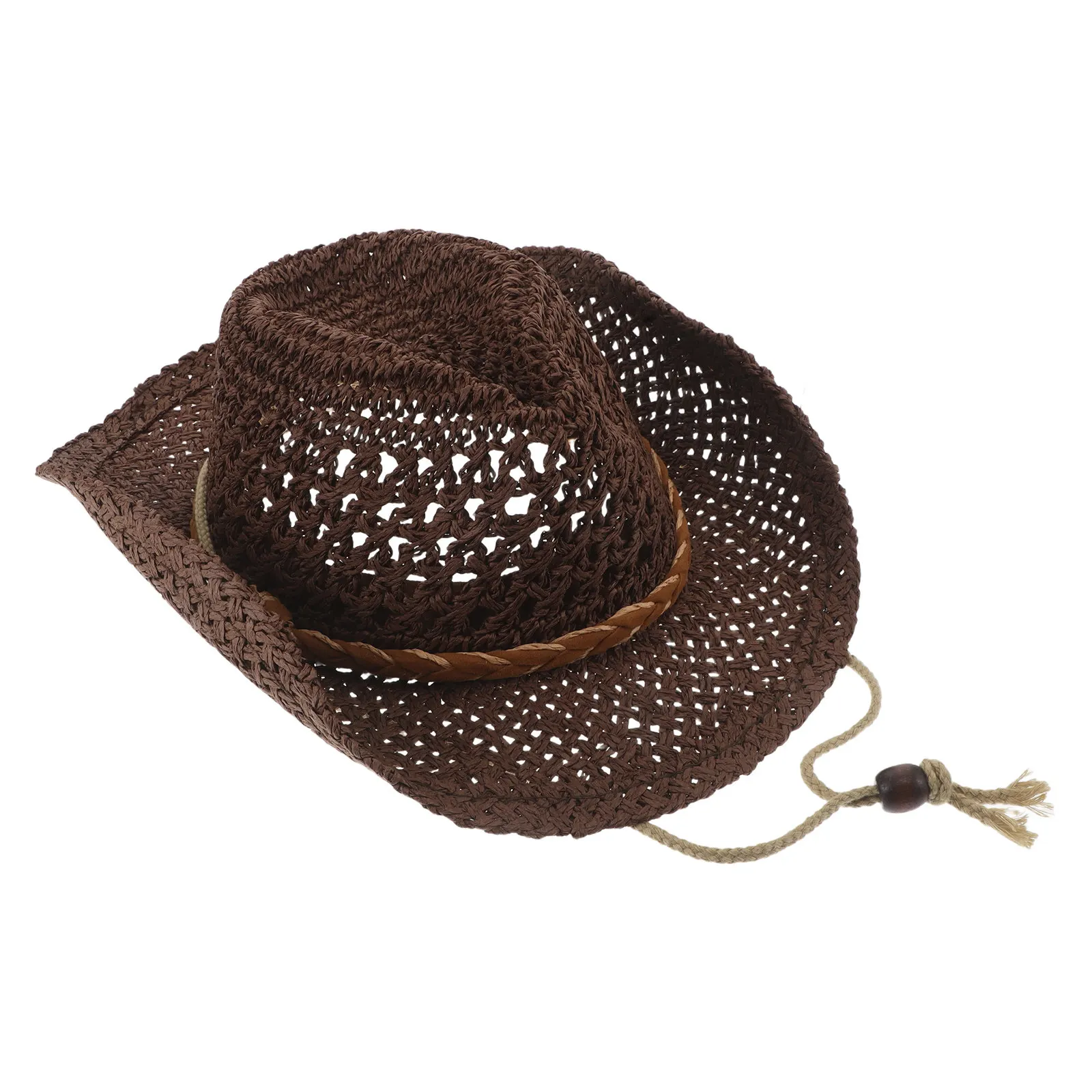 Children Cowgirl Sun Hat Lightweight Breathable Straw Beach Hat Wide Brim Uv Protection for Girls Boys Hiking Camping Vacation
