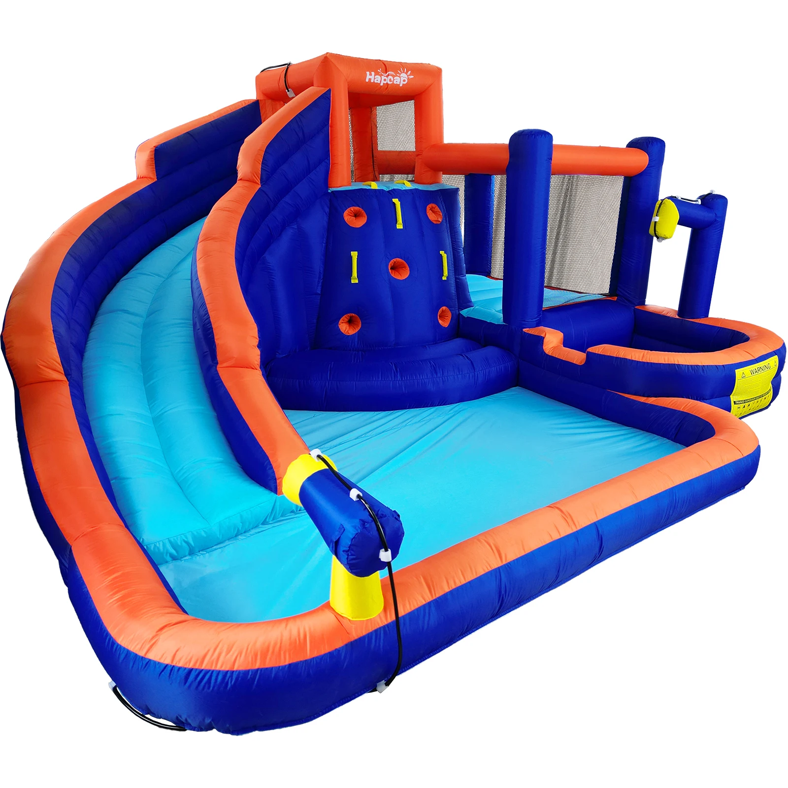 

HapCap Inflatable Bounce House Water Slide Combo,2 Pools & Long Slide & Jumping Area, with Air Blower,14 ft x 12 ft