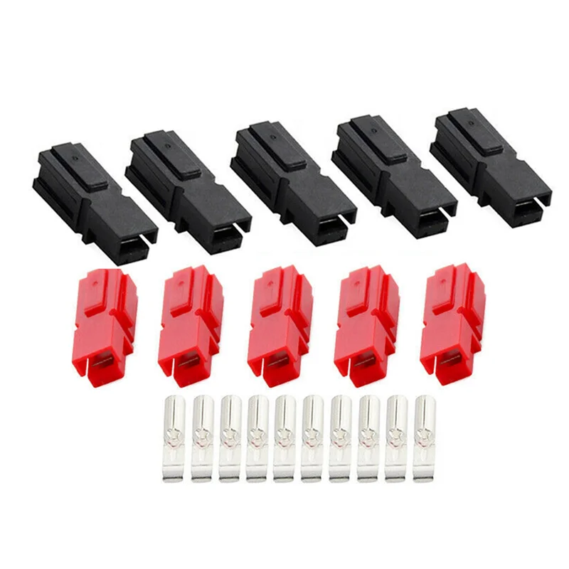 20 قطعة من موصلات، مجموعة متنوعة من قطع الاتصال السريع، غلاف أحمر وأسود وفضي، AWG 12-16، اتصال عالي التحمل 600 فولت 30 أمبير #4