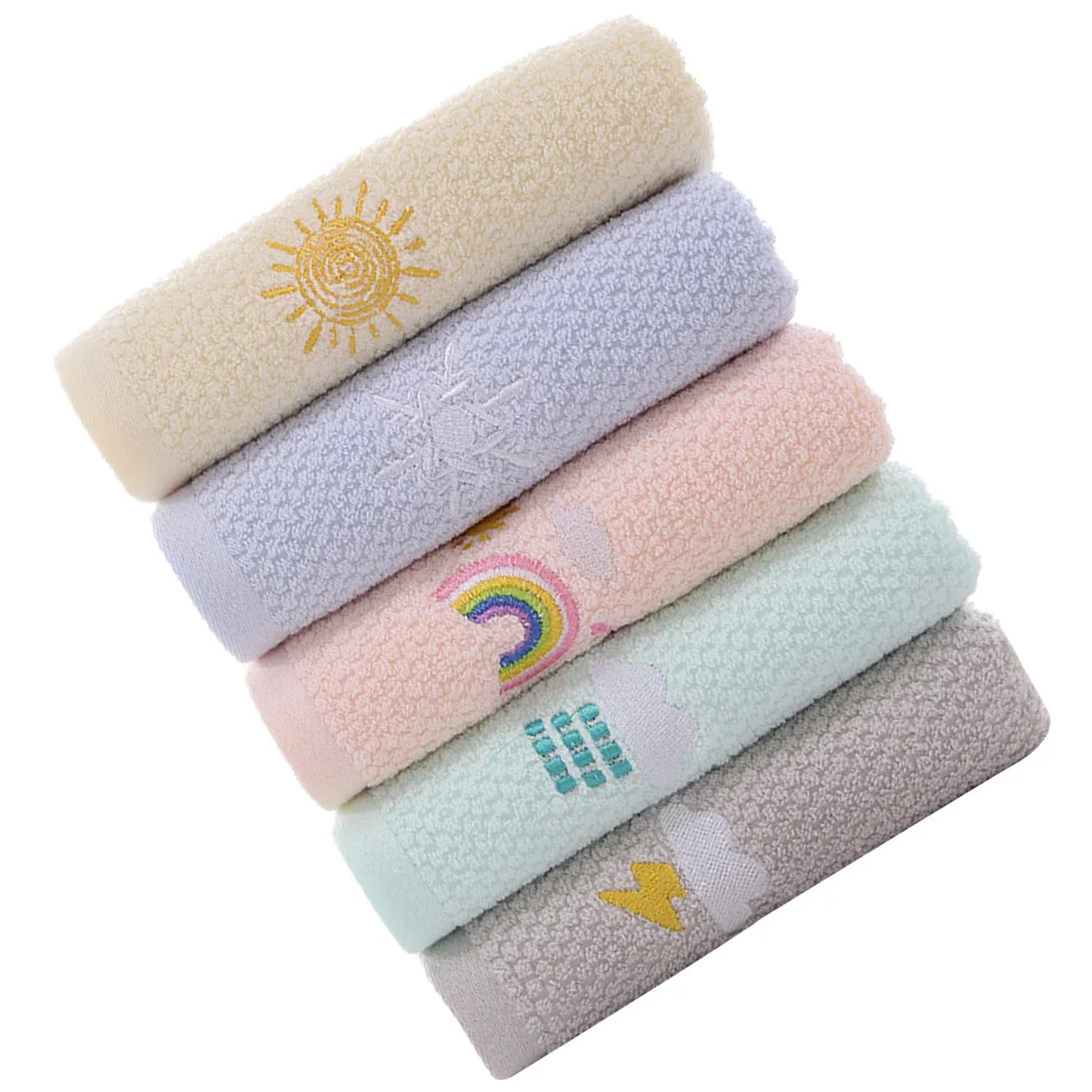 

5 pcs Kids Washcloths Cotton Towel For Washing Face Absorbent Hand Towels For Children Facial Cleaning -Dry Towels