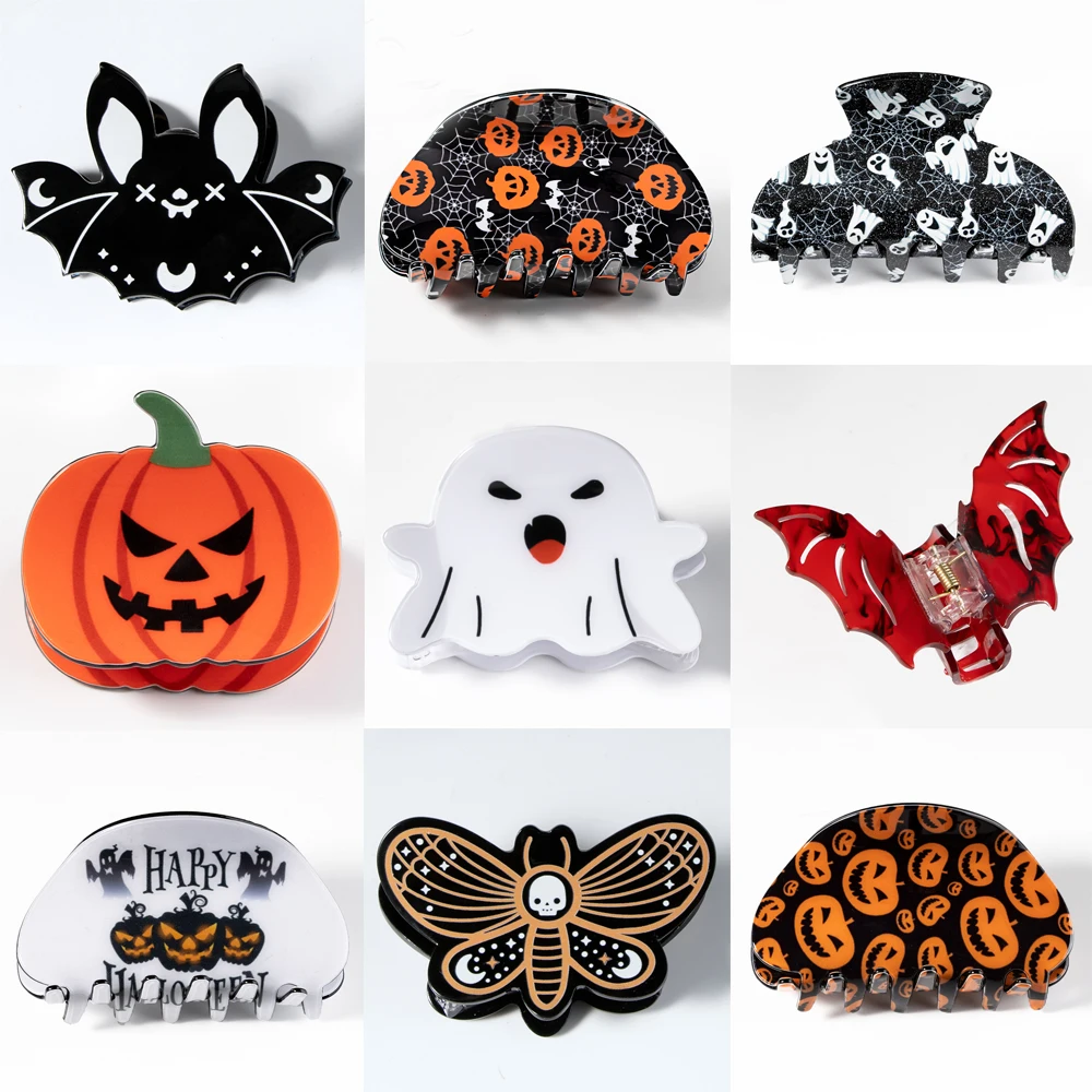 

Halloween Hair Clip Acrylic Claw Clips for Women Hair Accessories Girl Hairpin Pumpkin Bat Crab Hairclips Party Headwear Gift