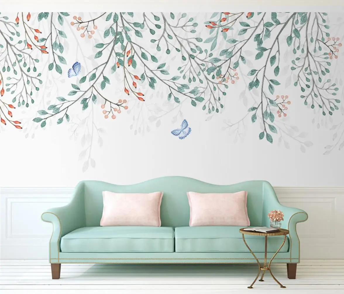 

custom Nordic pastoral plant leaves Photo Wallpaper Mural Modern wallpapers Living Room Sofa TV Background Wall Paper Home Decor