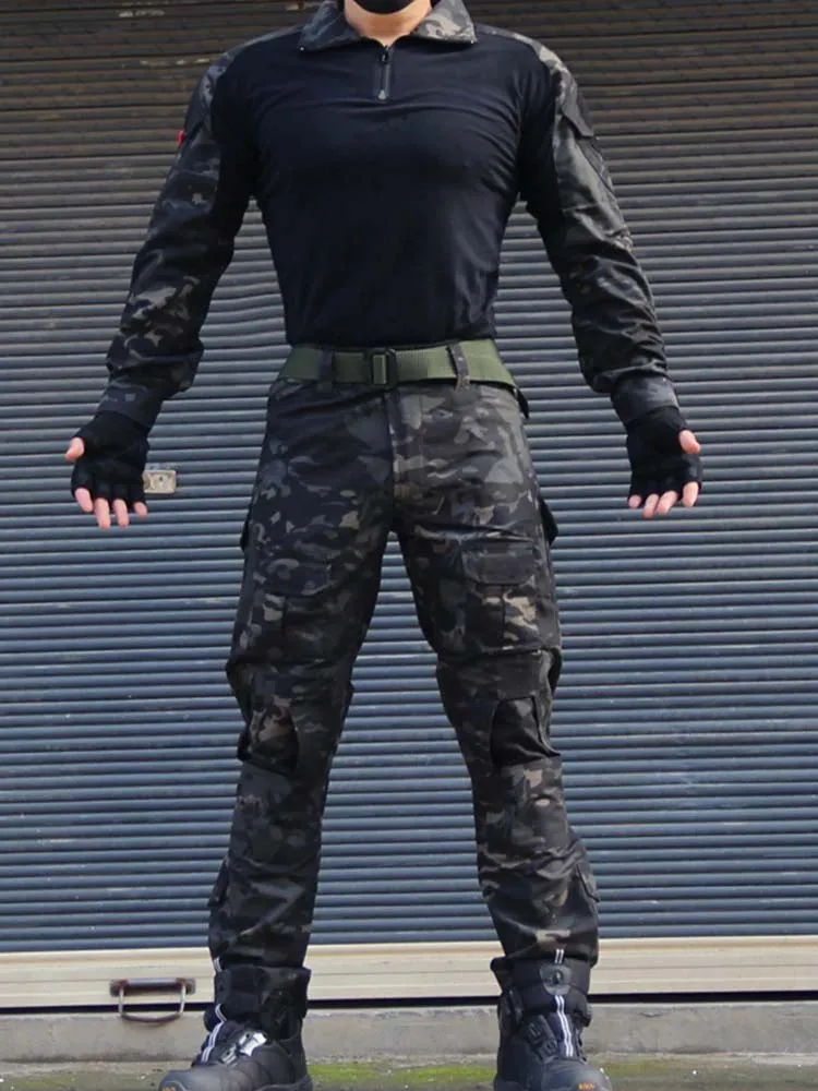 الزي التكتيكي العسكري في الهواء الطلق التمويه البدلة القتالية قمصان السراويل الرجال الصيد التدريب الادسنس الألوان الصيد الملابس مجموعات #5