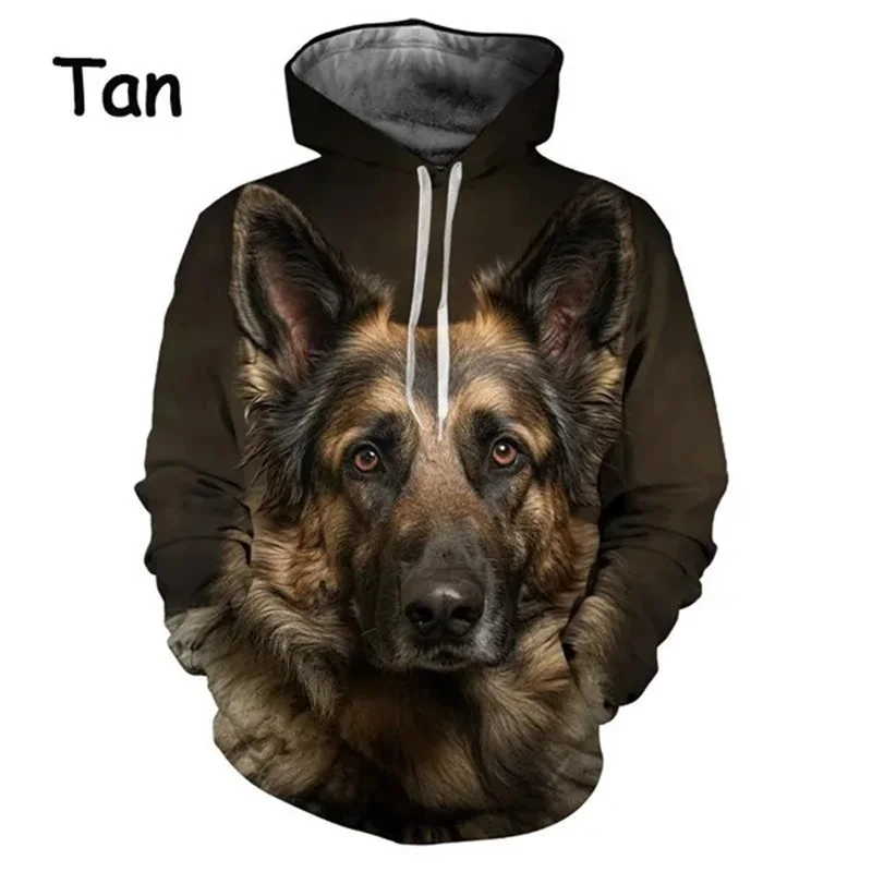 

3D printing cute pet German Shepherd hoodie for men plus size long sleeved sweatshirt top for men's casual jumper clothes