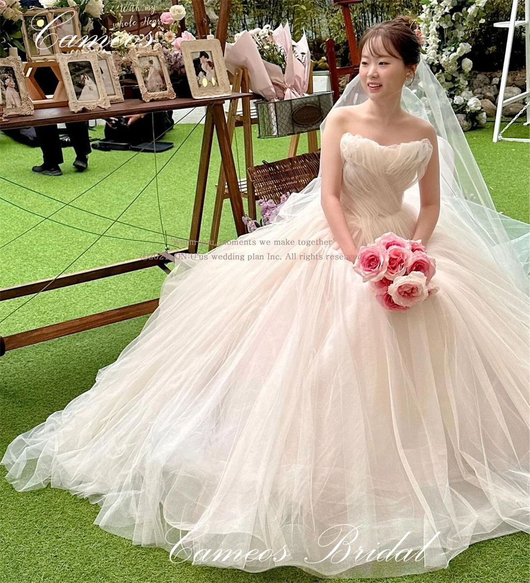 

SONDR Korea Sweetheart Wedding Dress Custom Made Formal Bride Dress Ivory 웨딩드레스 Sleeveless Tulle A-Line Wedding Gown Bridal