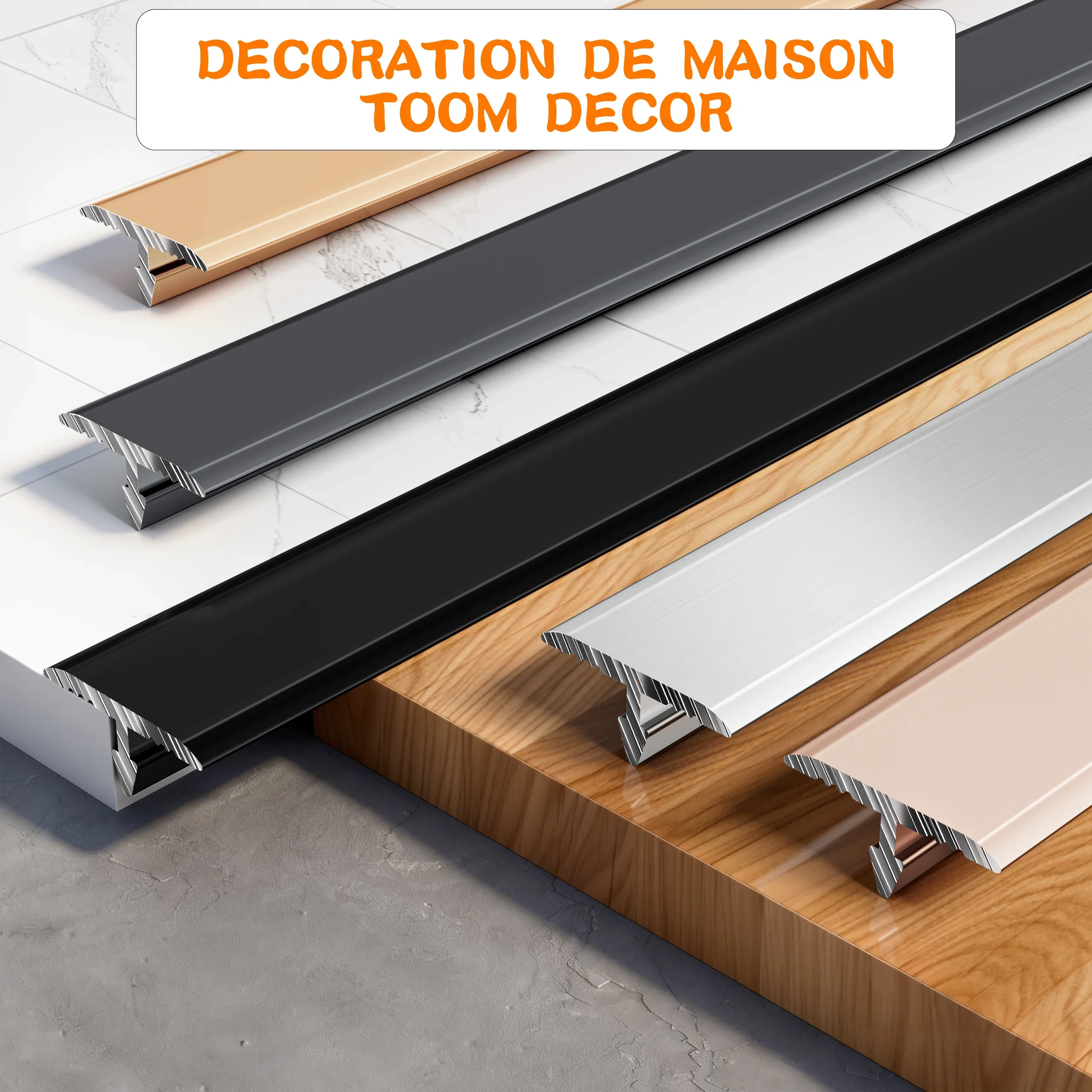2pcs 50cm/19.69in Aluminum T Shape Tile Trim Edging Strip Metal T Profile Transition Strip for Floor Tile Edge Corner Protection