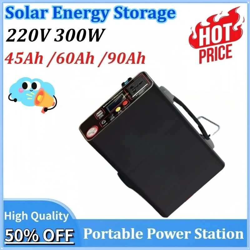 

New 220V 300W 45/60/90Ah LifePo4 Camping Portable Mobile Power Supply Camping Energy Storage Power Supply Mobile Laptop Charging