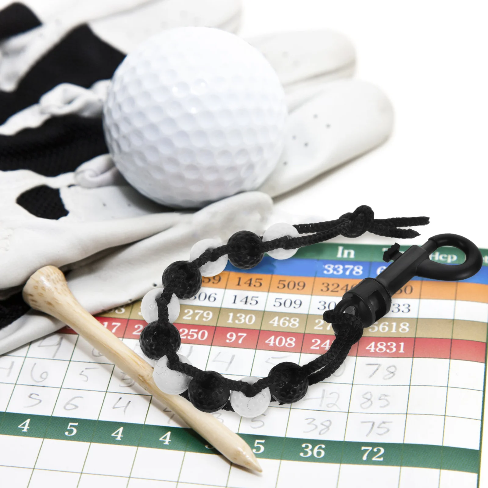 

2Pcs Golf Score Counter Wristband BlackWhiteBlackRed Portable Stroke Counter Beads Nylon Golfing Training Tool Supplies