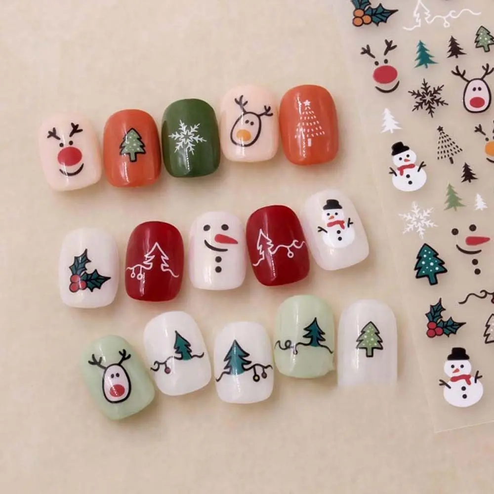 Cartoon Kat Sneeuwvlok Kerst Nail Art Nail Art Decoraties Draagt Nagel Stickers Cartoon Nail Stickers Kerst Nail