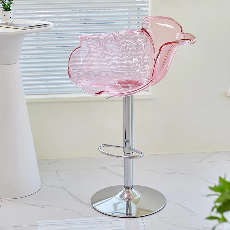 كراسي بار بلاستيكية بسيطة من الألومنيوم الشفاف كراسي بار شاطئ جمالية مريحة من الأكريليك الوردي Cadeira أثاث عصري #3