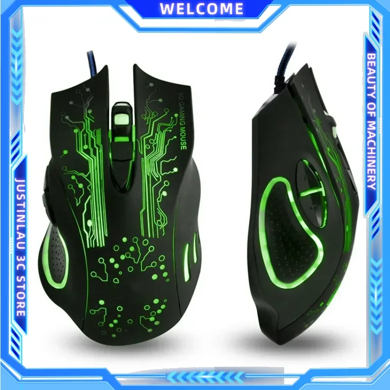 1Pcs LED Backlight Gaming Wired Mouse for PC Adjustable 2400DPI Mouse Gamer Ergonomic Mice USB Wired RGB Laptop Accessories